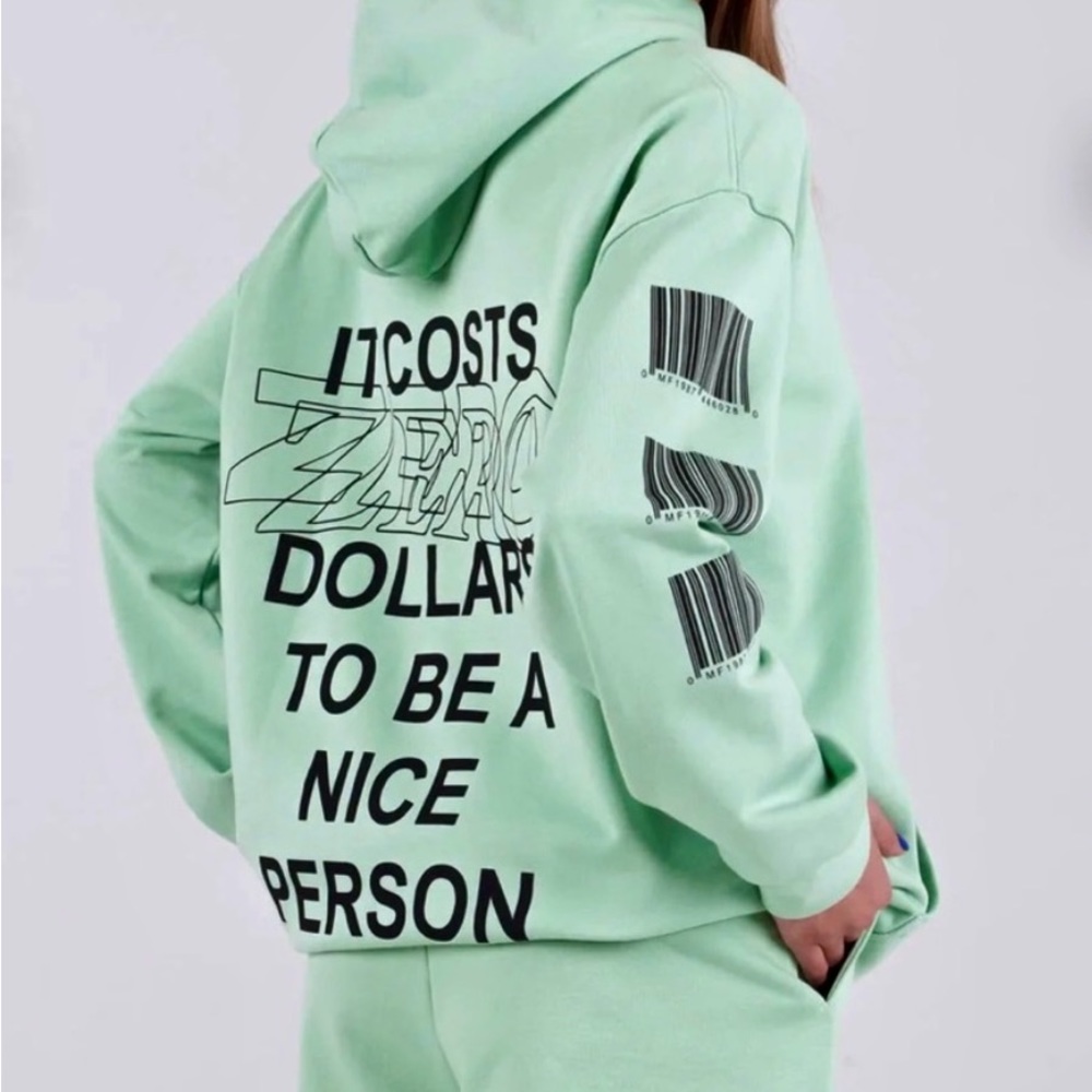The Mayfair Group’s “It Costs ZERO dollars to be a nice person” Graphic Hoodie! - Picture 4 of 9